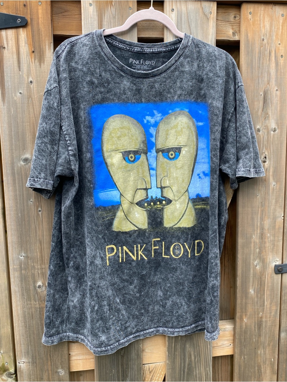 Pink Floyd Black Vintage-Wash Short Sleeve Tee with Blue and Yellow Graphic